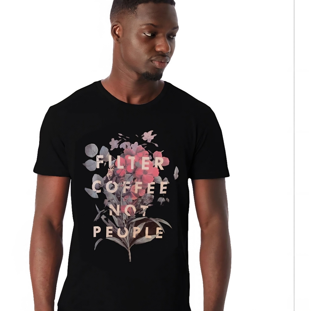 Department of Brewology 'Filter Coffee, Nor People' Black Short Sleeve Tee Med.